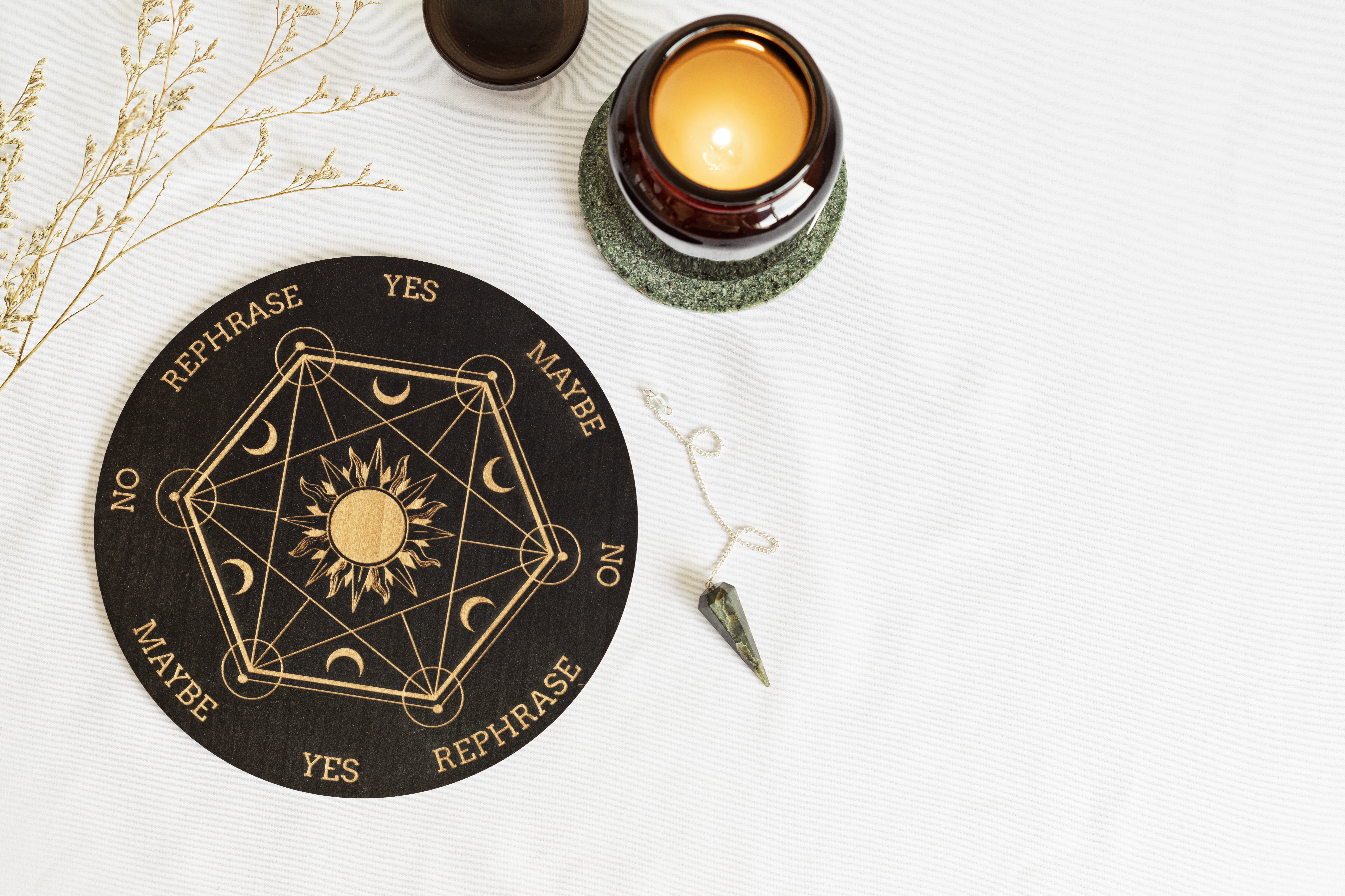 Pendulum board for divination, fortune telling